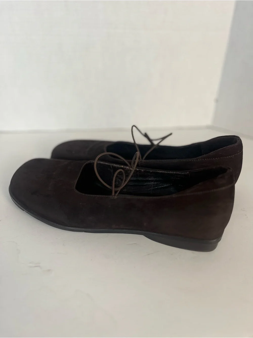 J Jill Brown Suede Ballet Flat Size 11 Chocolate Brown Square Toe Slip On Preppy